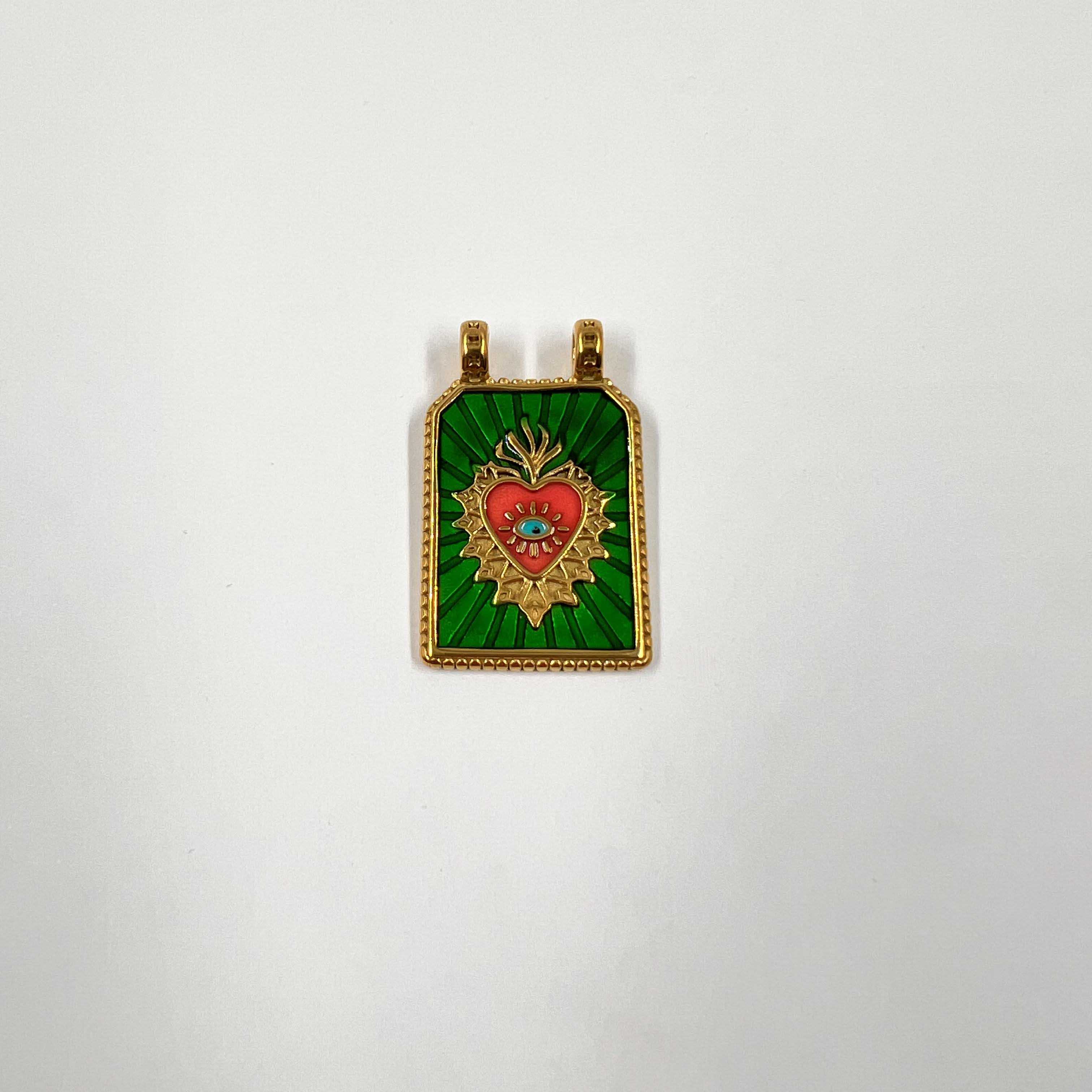 Pendentif Cœur Sacré – Émaillé Coloré