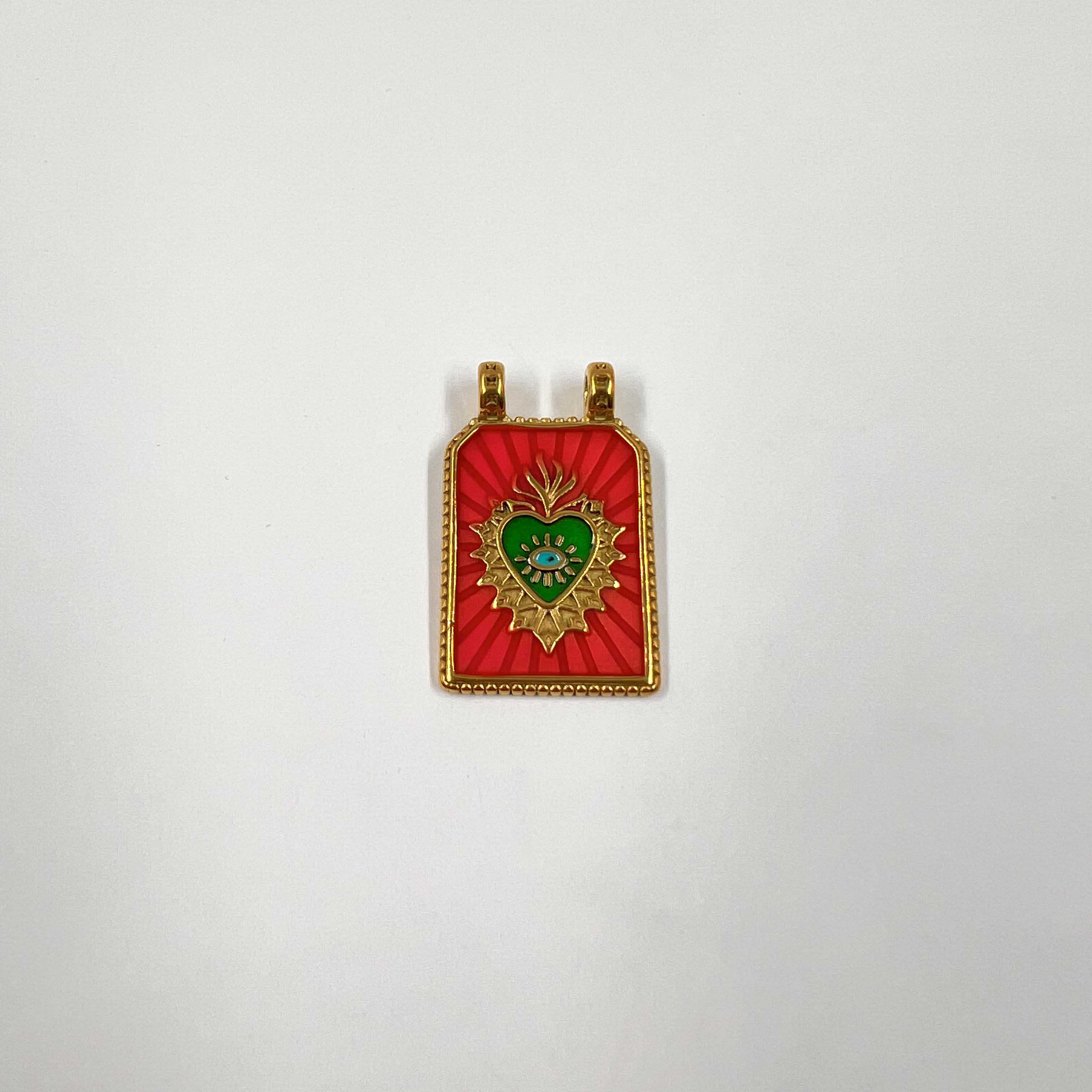 Pendentif Cœur Sacré – Émaillé Coloré