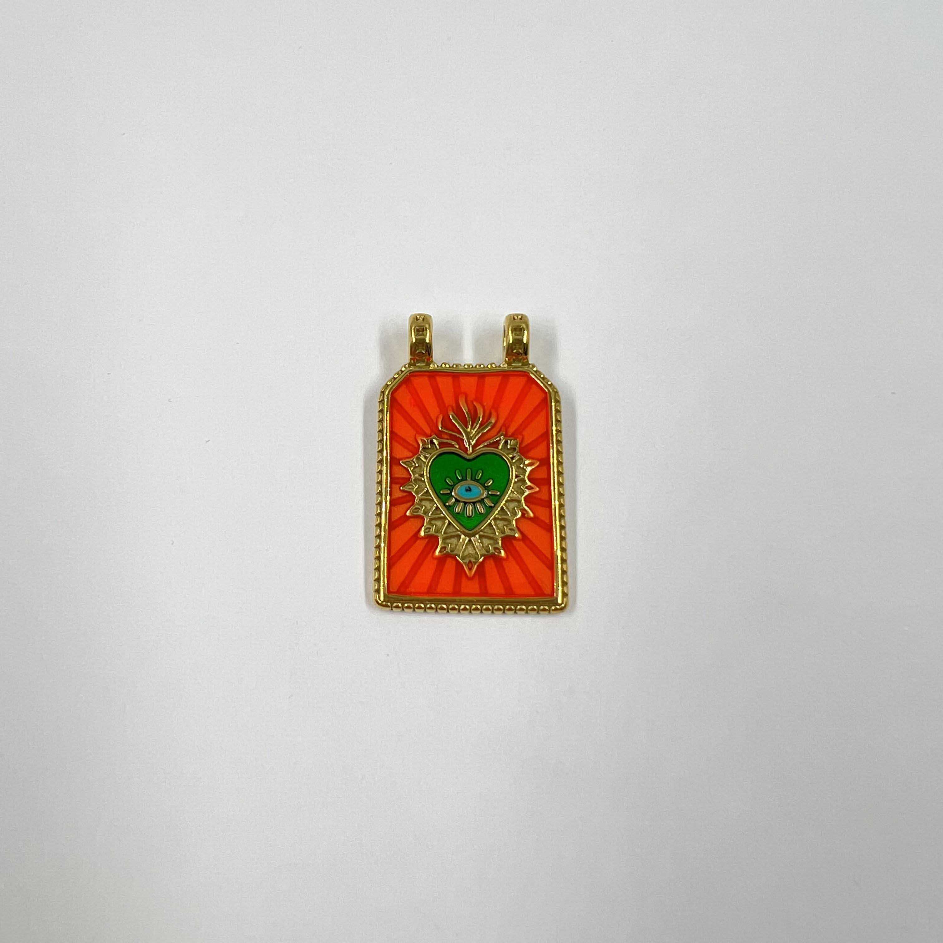 Pendentif Cœur Sacré – Émaillé Coloré