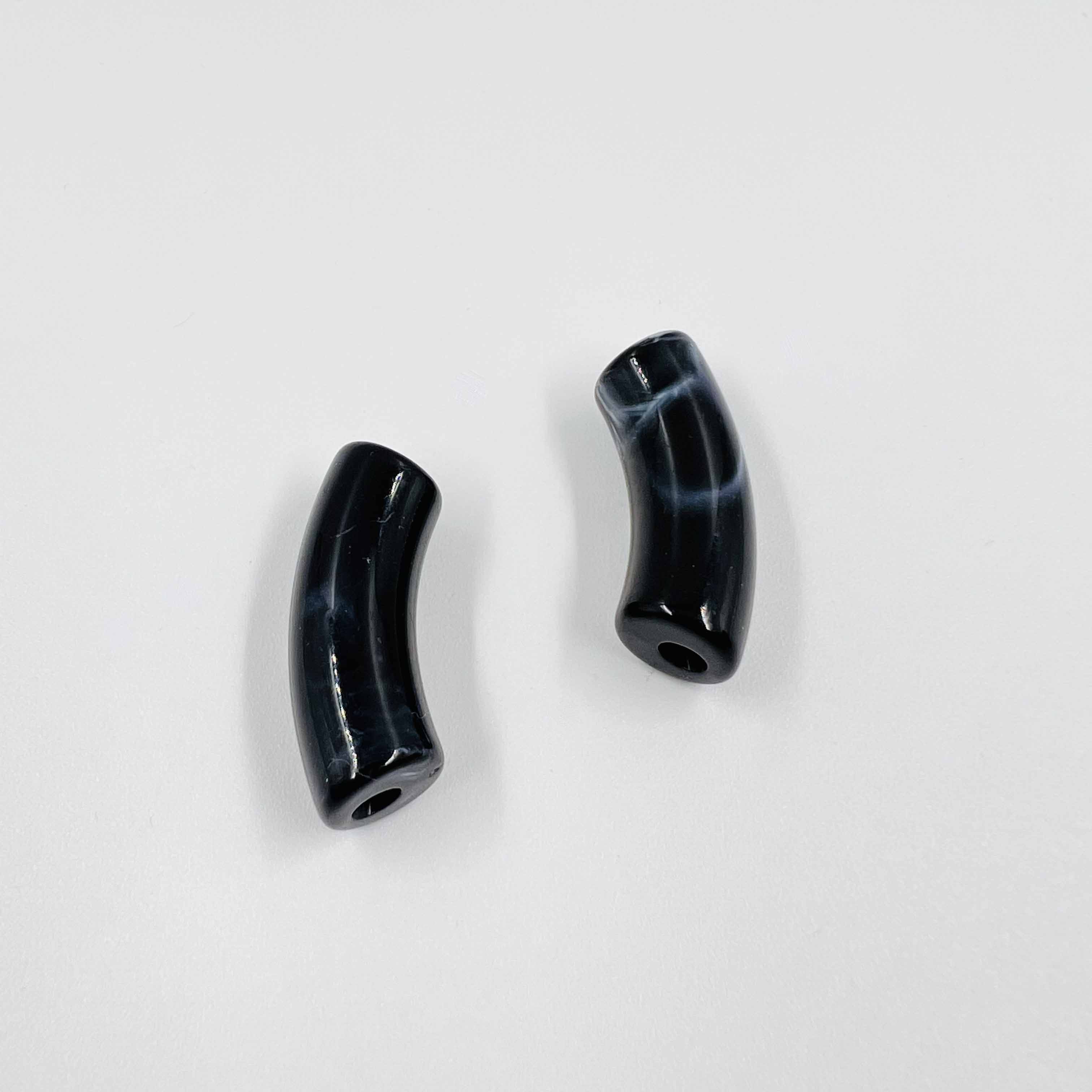 Perles tube L "Marbré" 34mm x5