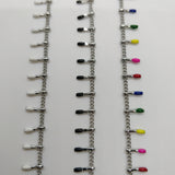 Chaine acier bélière émaillé - plusieurs coloris