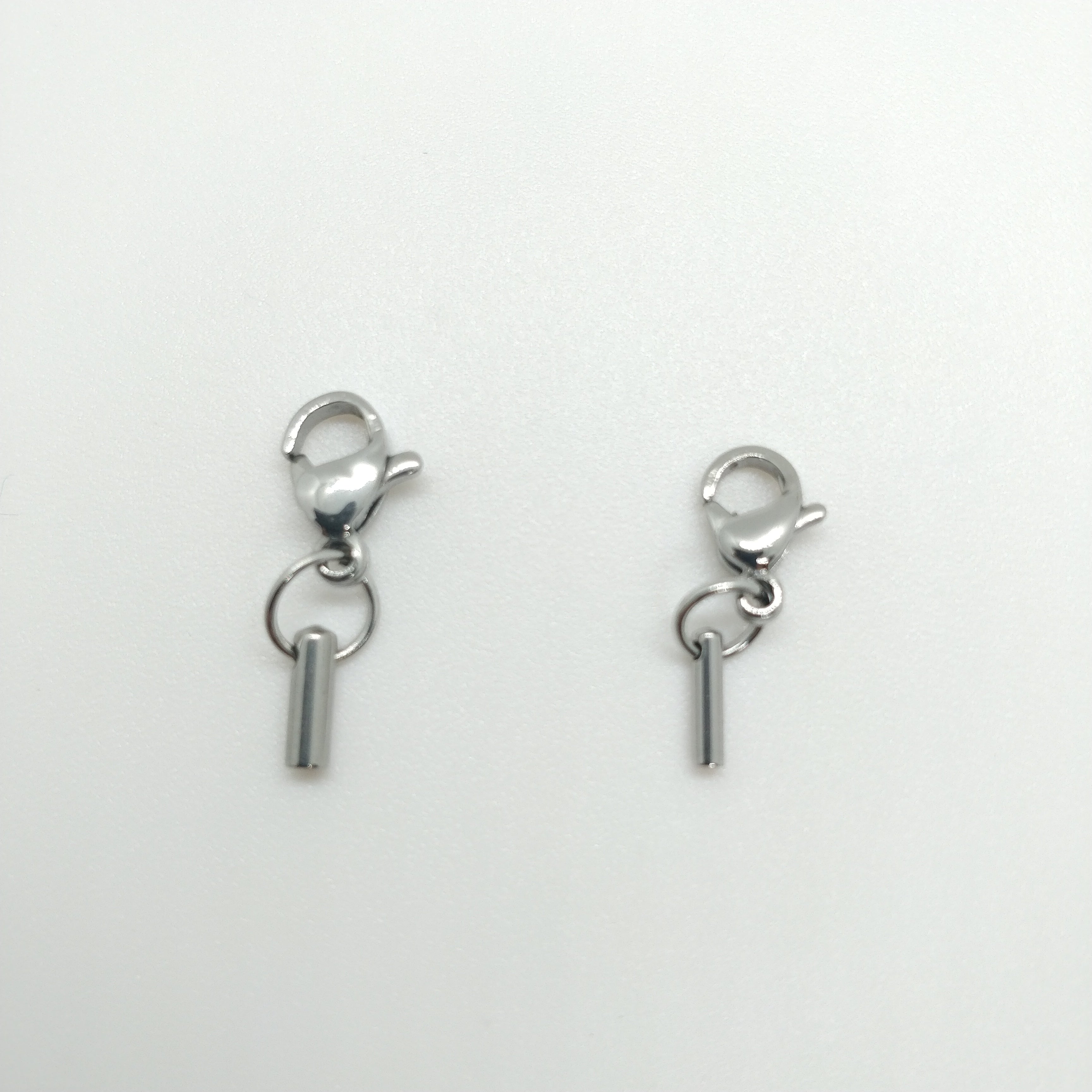 Fermoir mousqueton avec tige connecteur acier x2