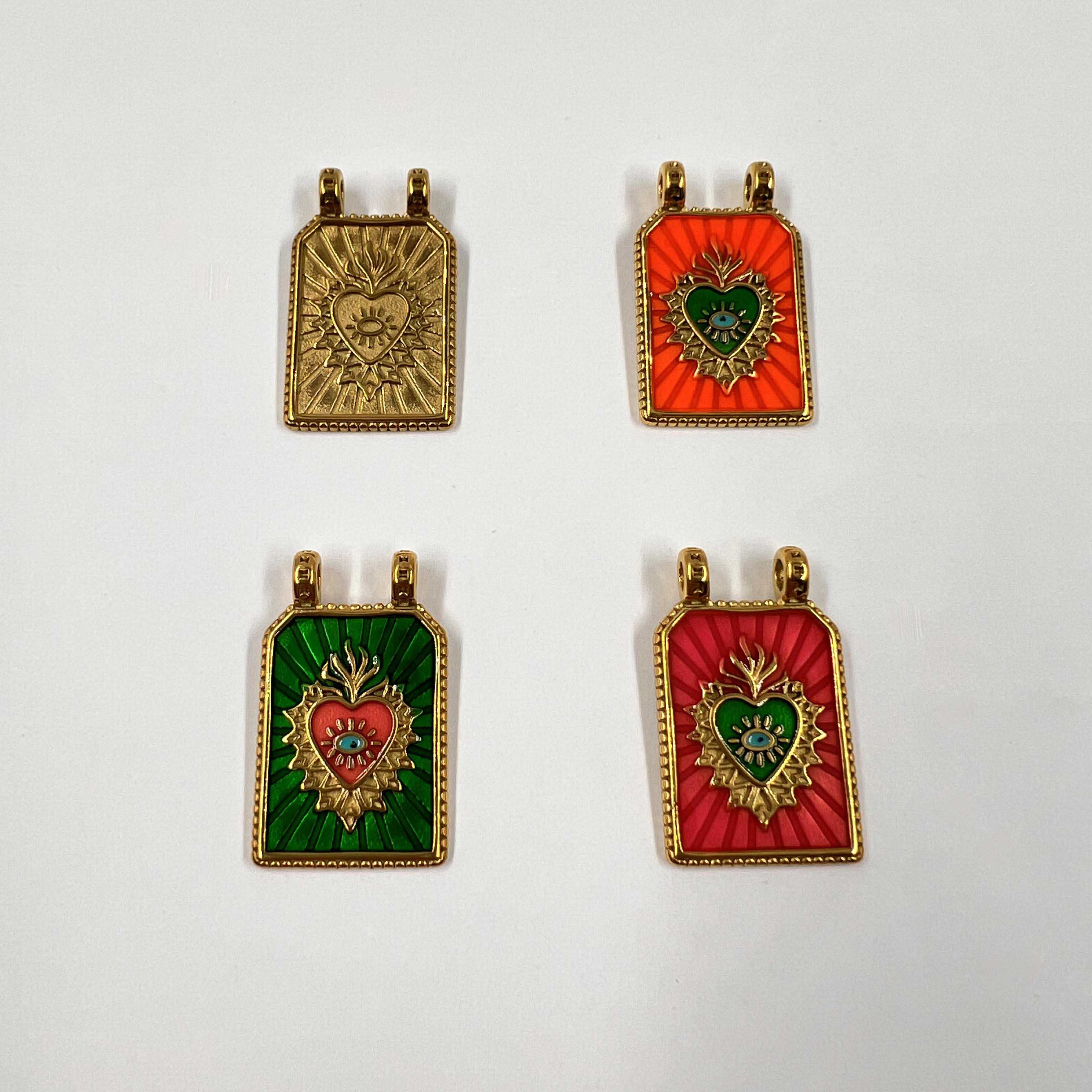 Pendentif Cœur Sacré – Émaillé Coloré