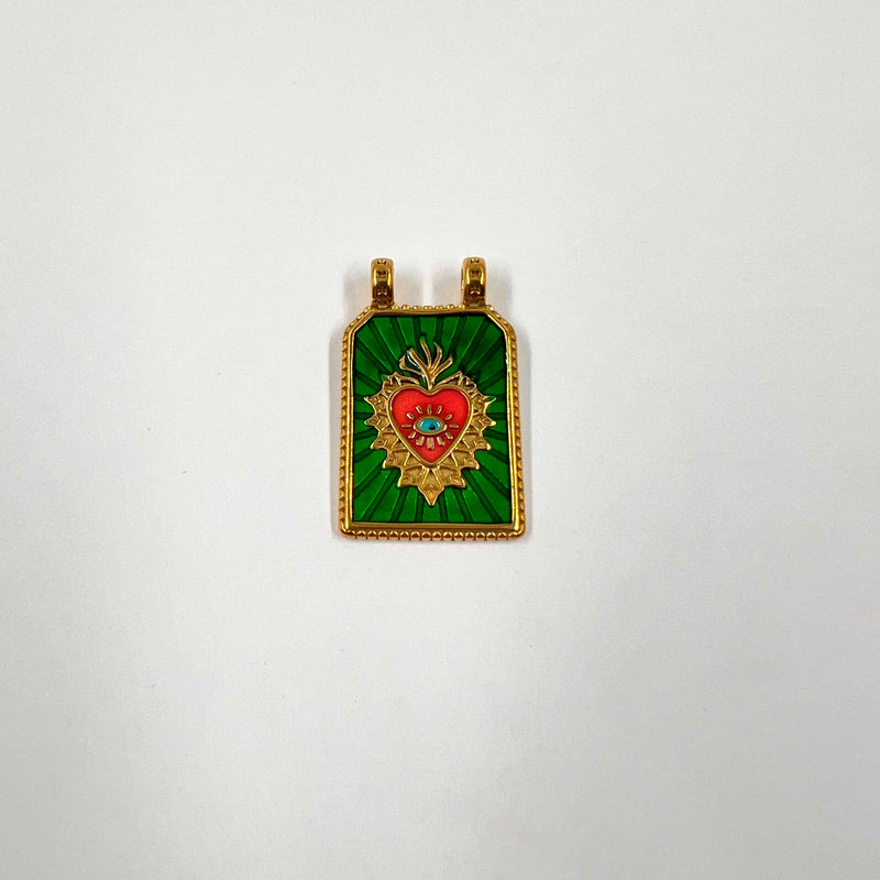 Pendentif Cœur Sacré – Émaillé Coloré