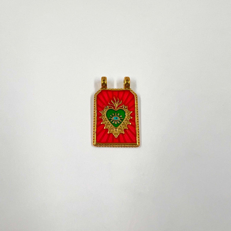 Pendentif Cœur Sacré – Émaillé Coloré