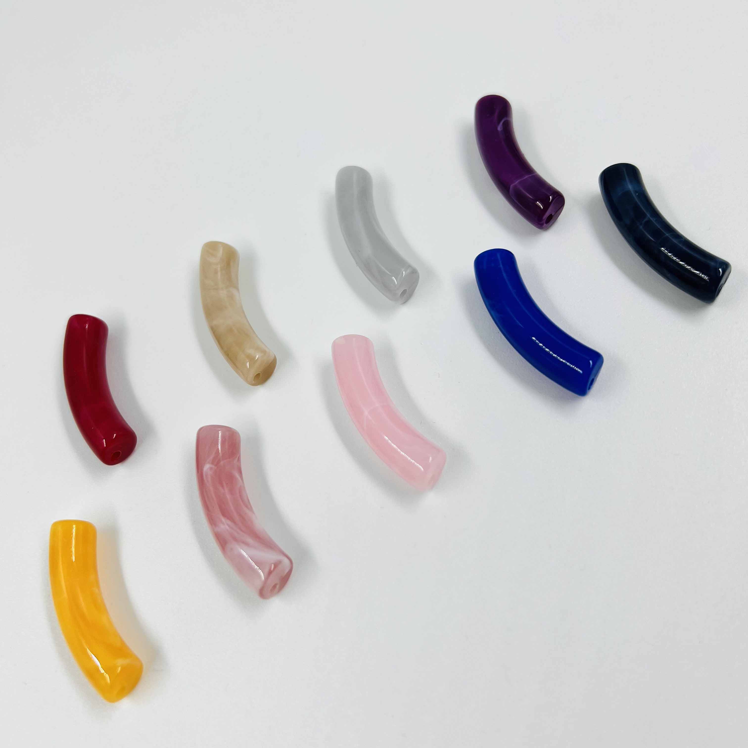 Perles tube S "Marbré" 32mm x5