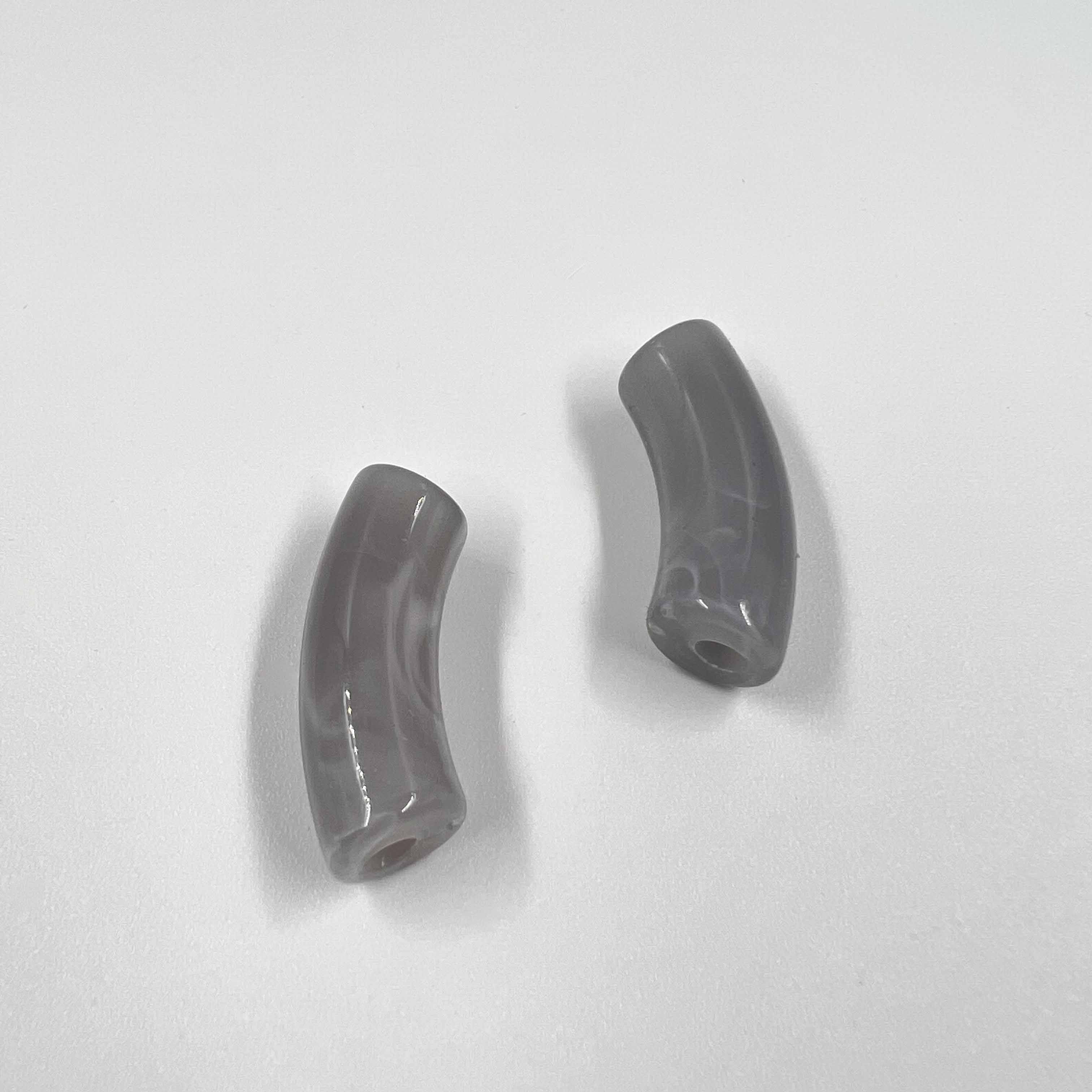 Perles tube L "Marbré" 34mm x5