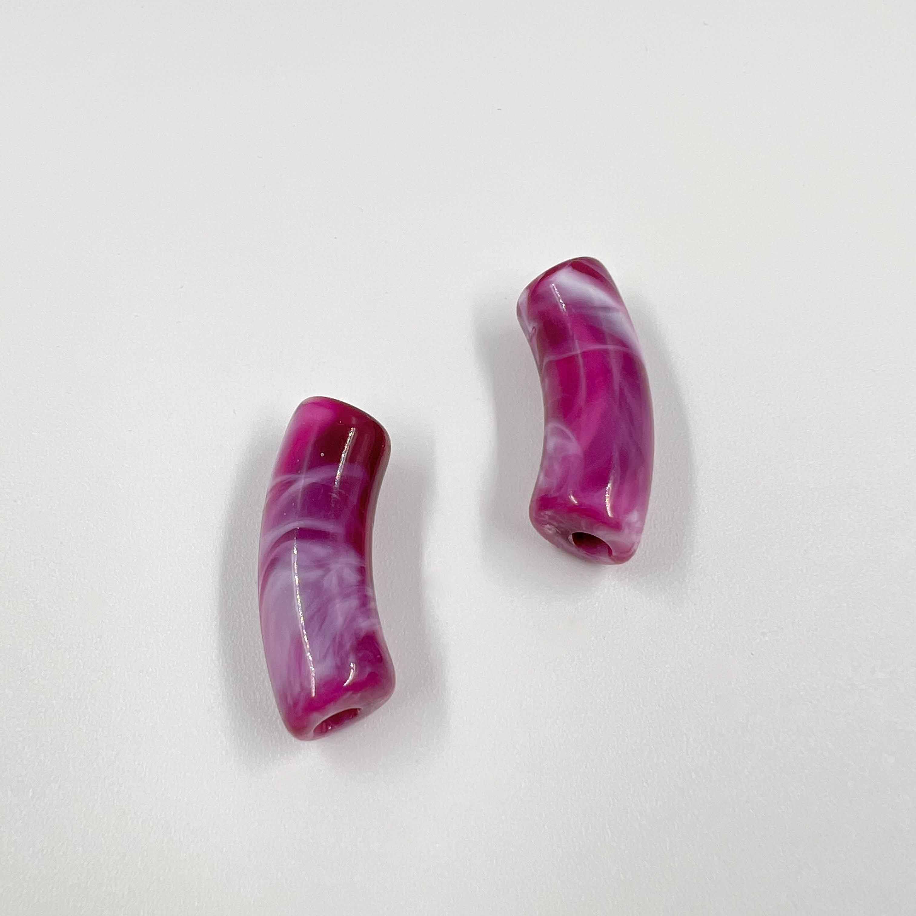 Perles tube L "Marbré" 34mm x5