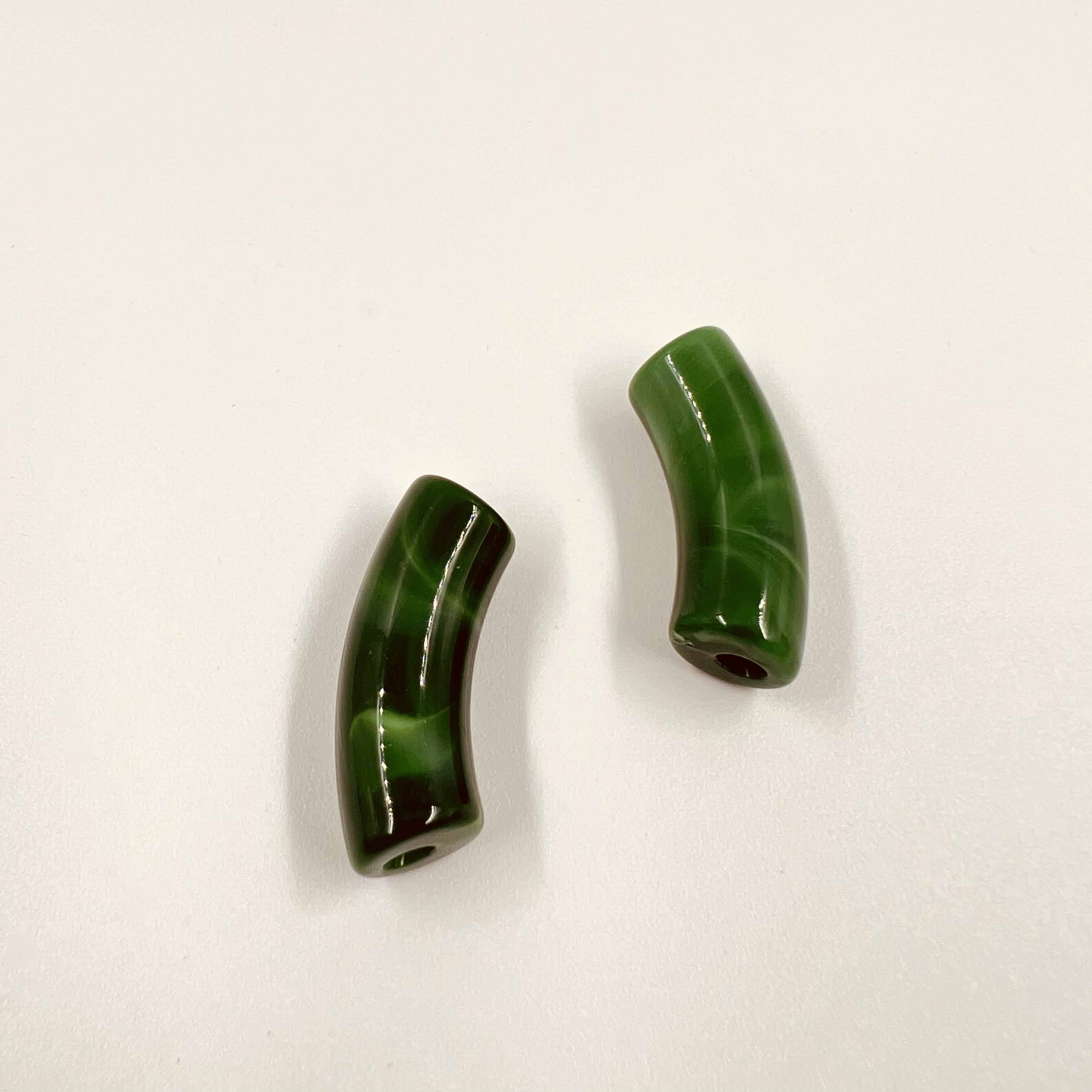 Perles tube L "Marbré" 34mm x5