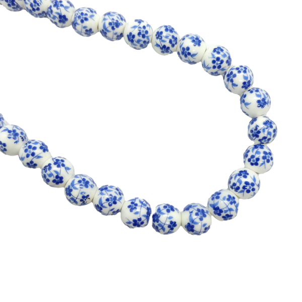 Perles en porcelaine fleur x5 - plusieurs coloris