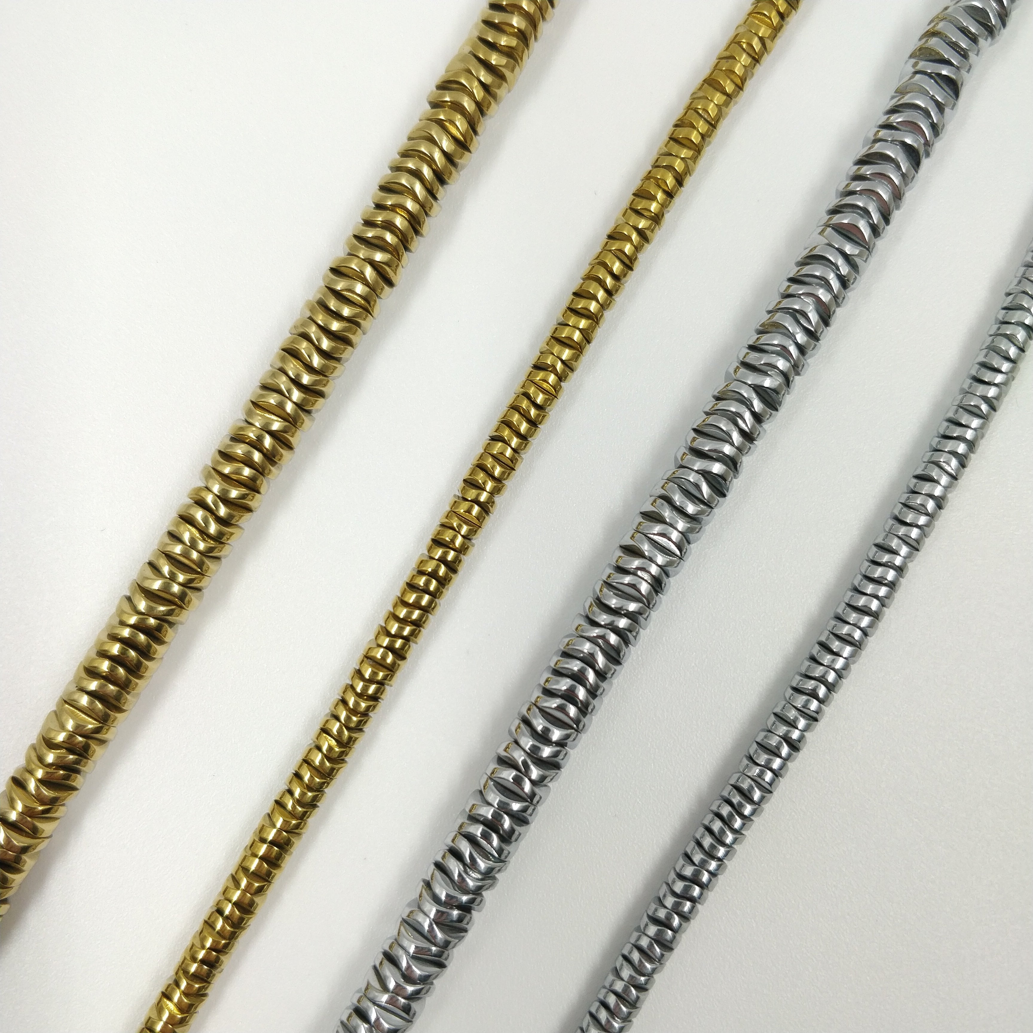 Perles Heishi baroque en hématite argenté/doré
