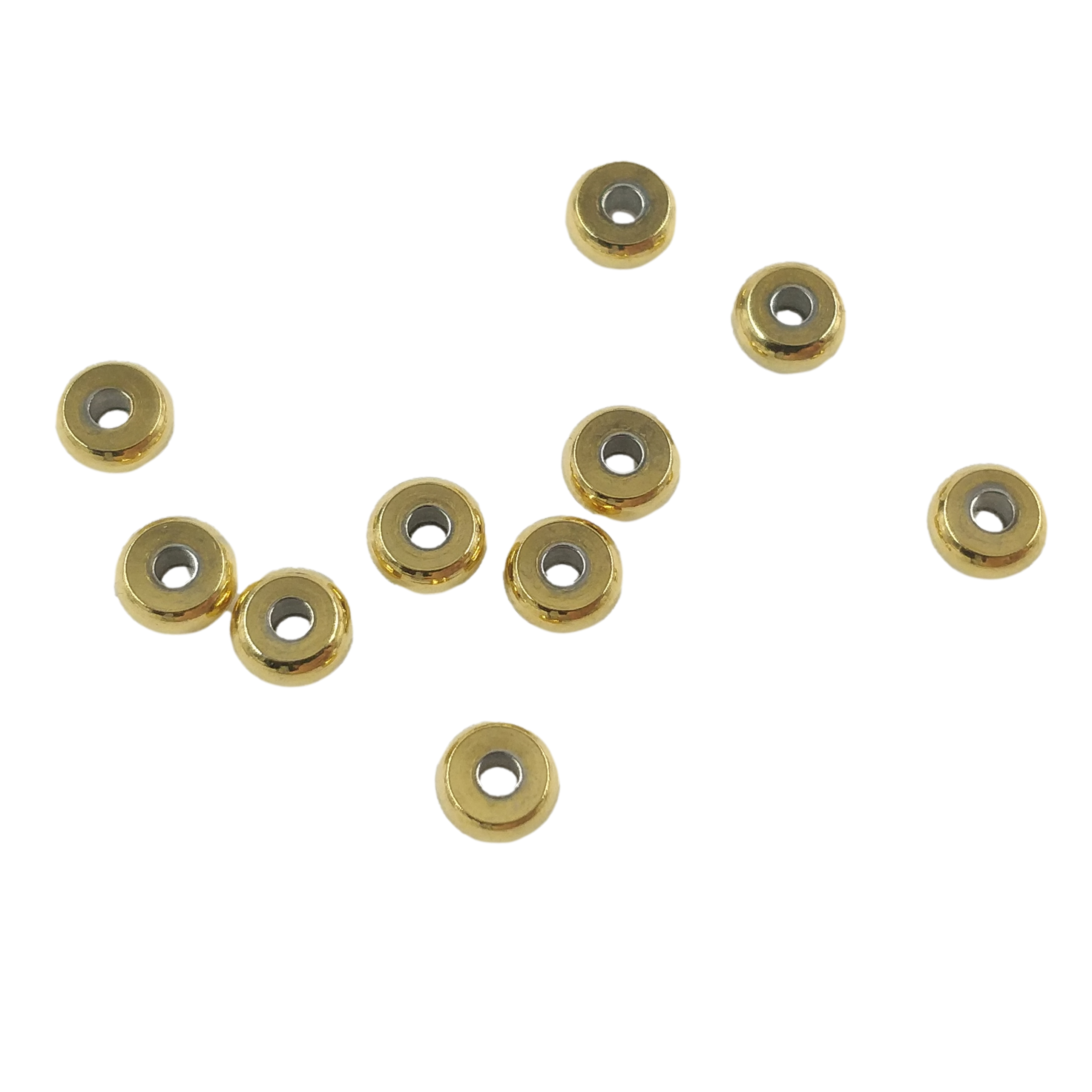 Heishi donut en acier inoxydable doré x5