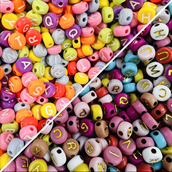 Perles alphabets colorées