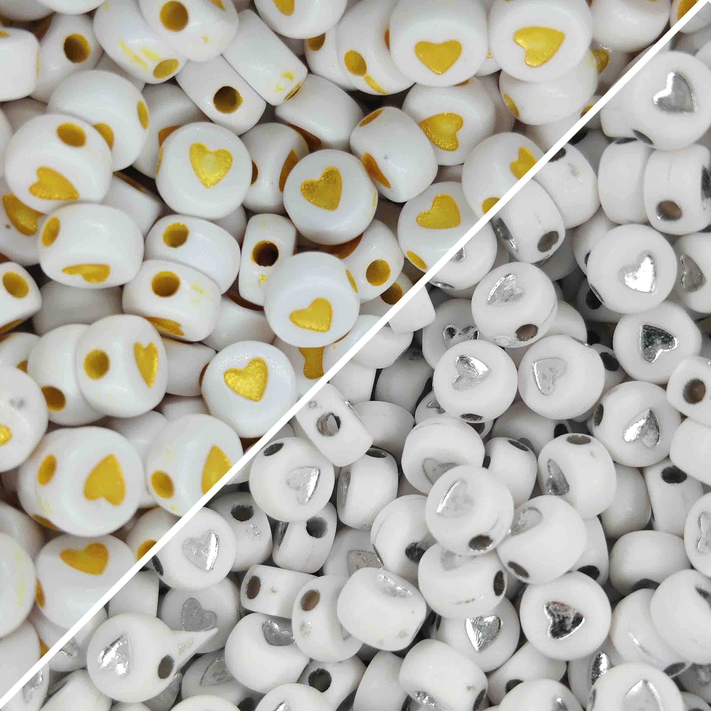 Perle coeur doré/argenté - 10g